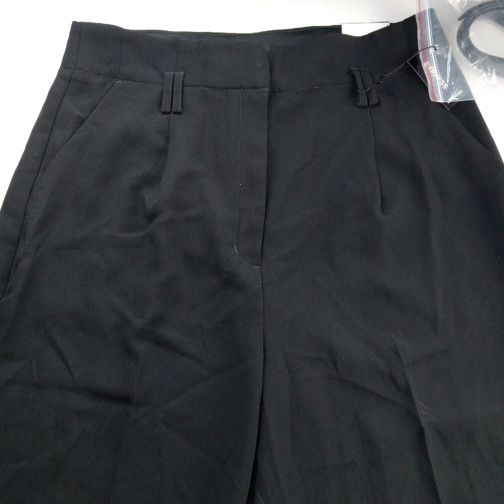 Express Women's Super High Rise Wide Leg Pant Size 14S Black Belted Pleated - Picture 2 of 9